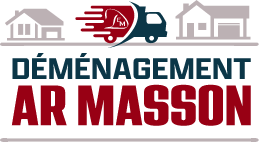 logo rouge bleu et gris de Déménagement AR Masson, compagnie de déménagement